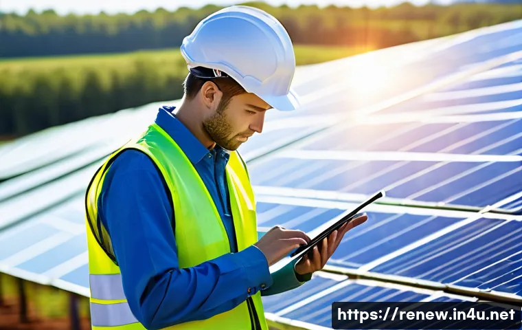 신재생에너지발전설비 산업 내 유망 직업 - **Prompt:** A diverse group of young, enthusiastic engineers and technicians, wearing safety helmets...